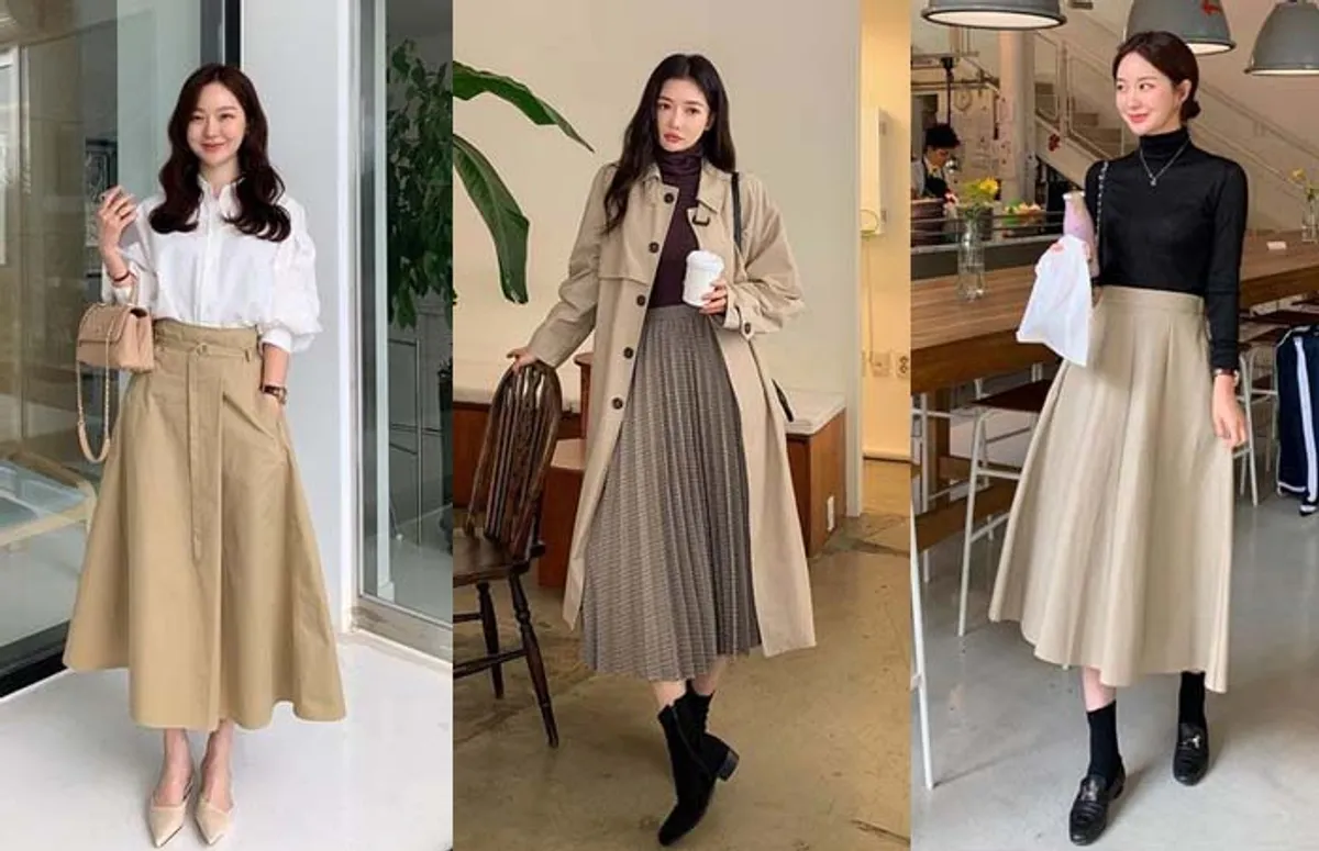 Phối đồ với chân váy xòe dài và áo blazer
