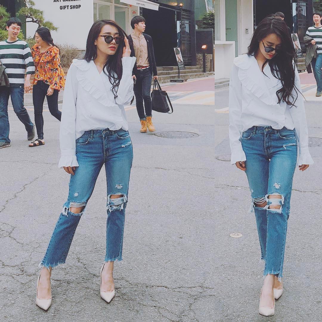 Cách phối ankle boot với quần jean