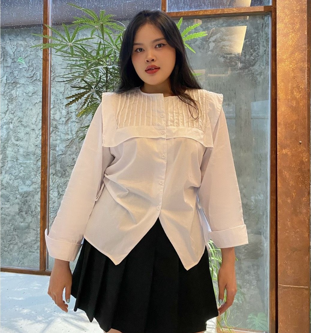 outfit cho người mập với áo sơ mi