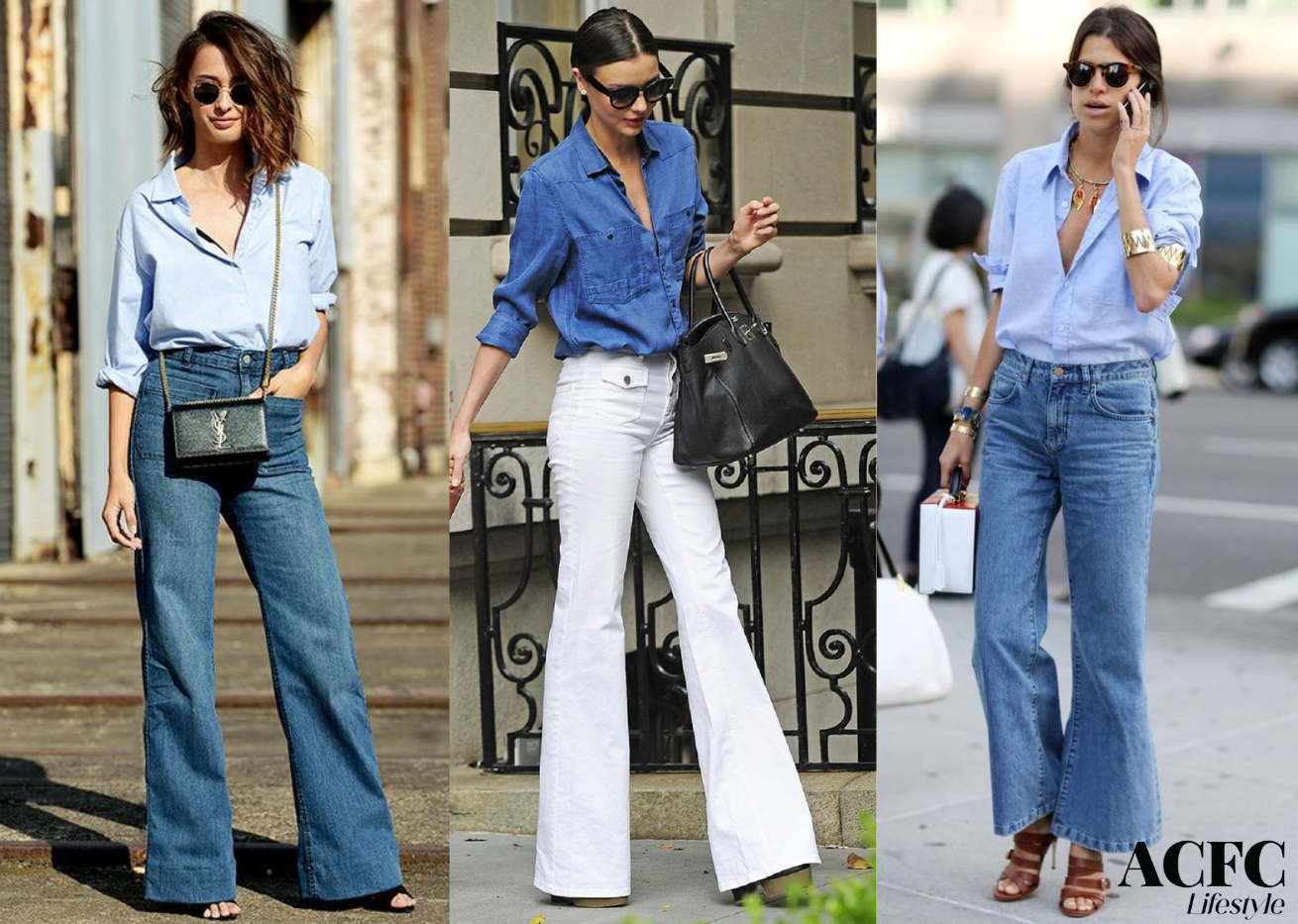 phối quần ống loe với áo croptop