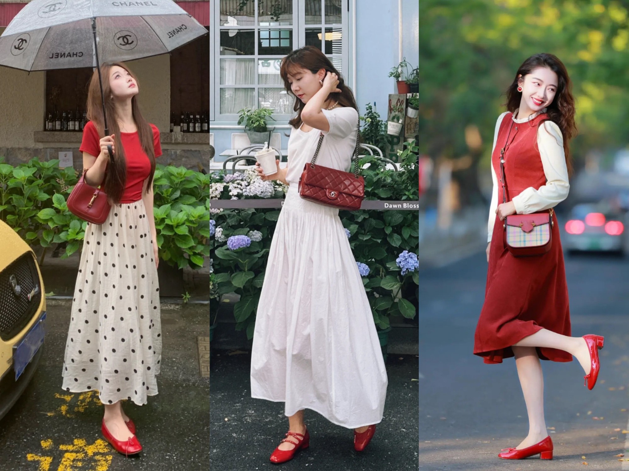 Phối đồ giày búp bê chân váy dài