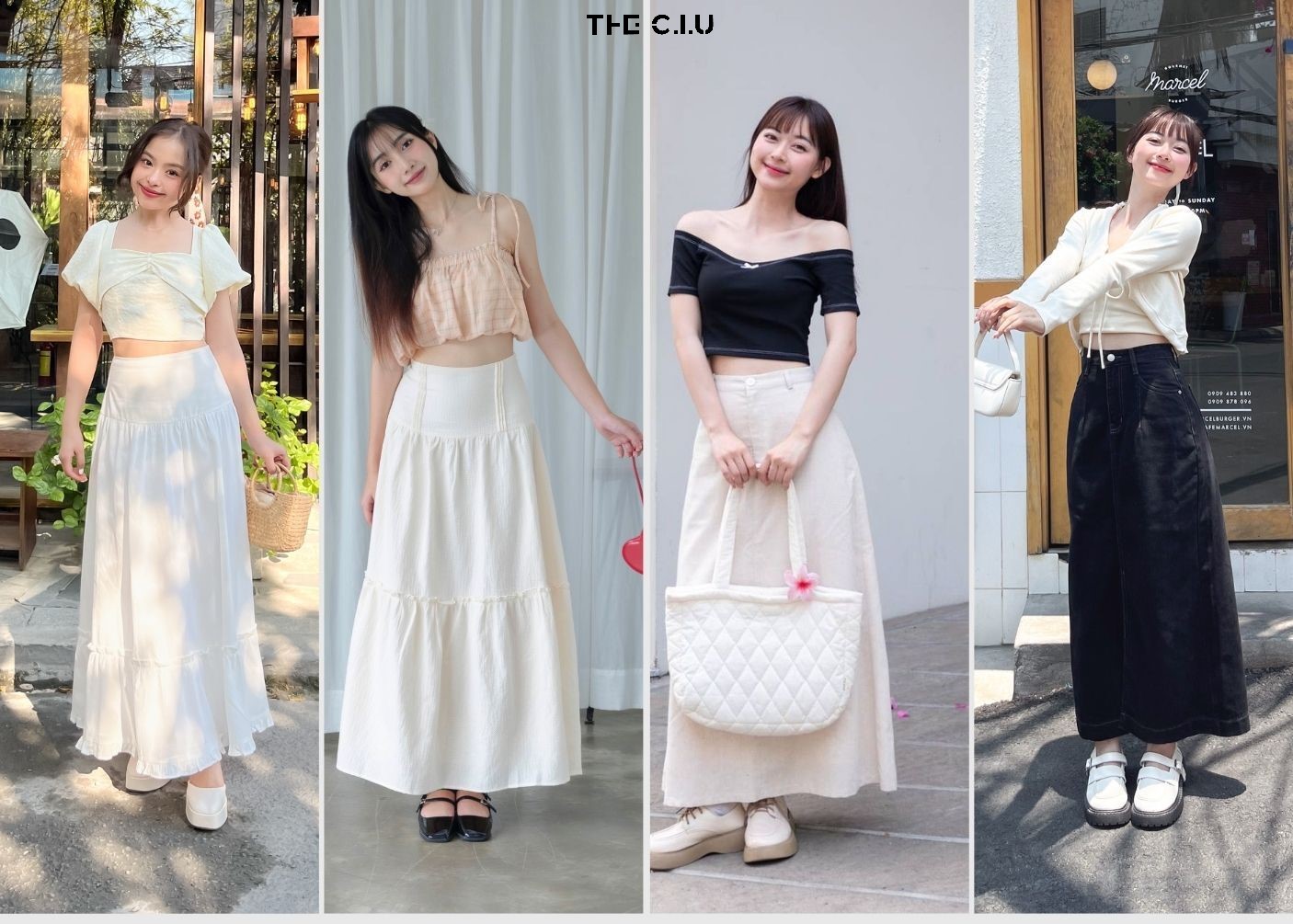 Phối đồ với chân váy dài cho người lùn