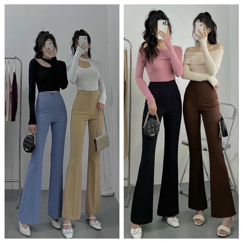 Quần ống loe công sở phối áo sơ mi