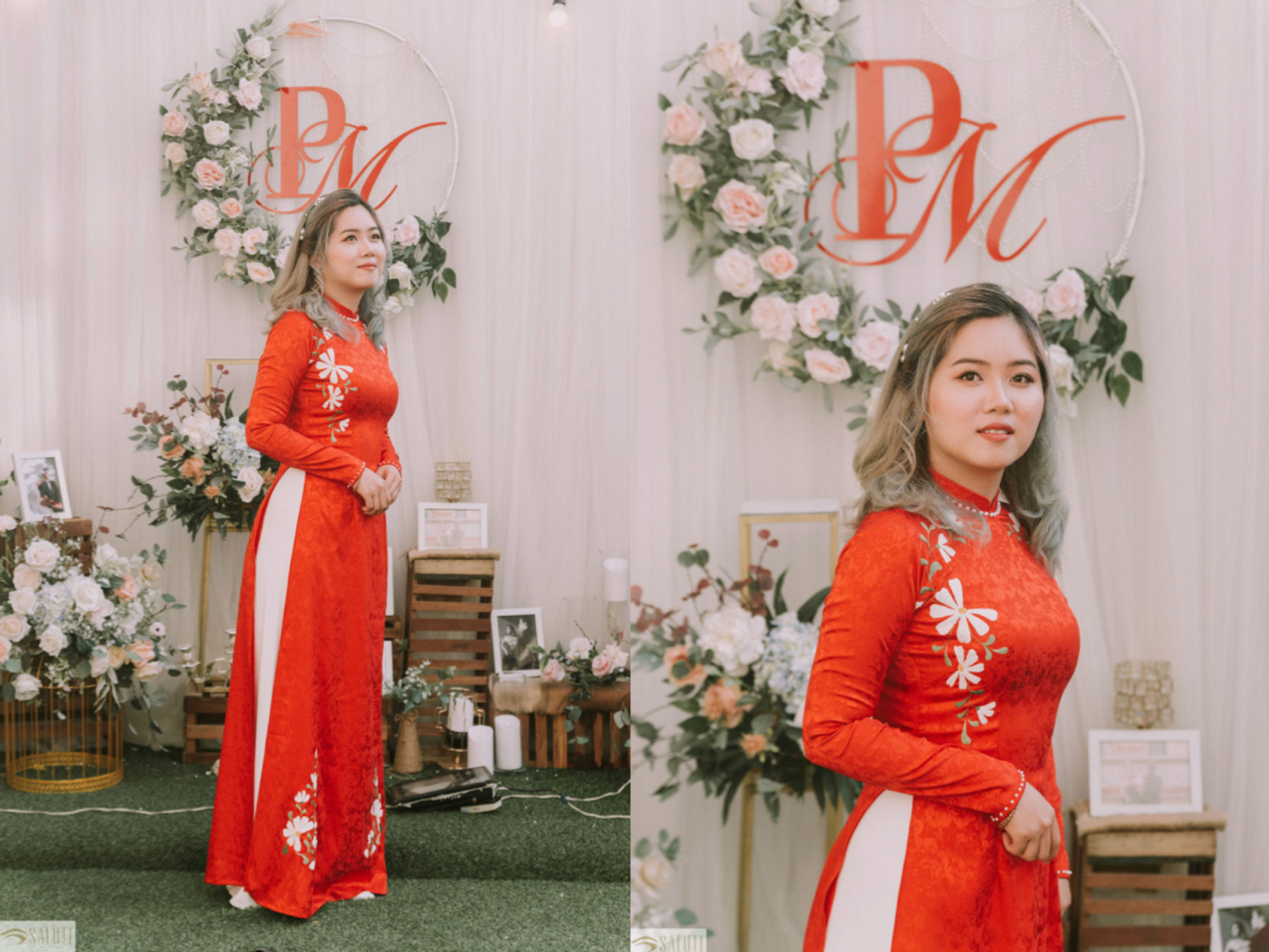 Áo Dài Màu Cam Phối Quần Màu Gì? 9+ Gợi Ý Tôn Da Sang Chảnh 1 Áo dài màu cam phối quần màu trắng