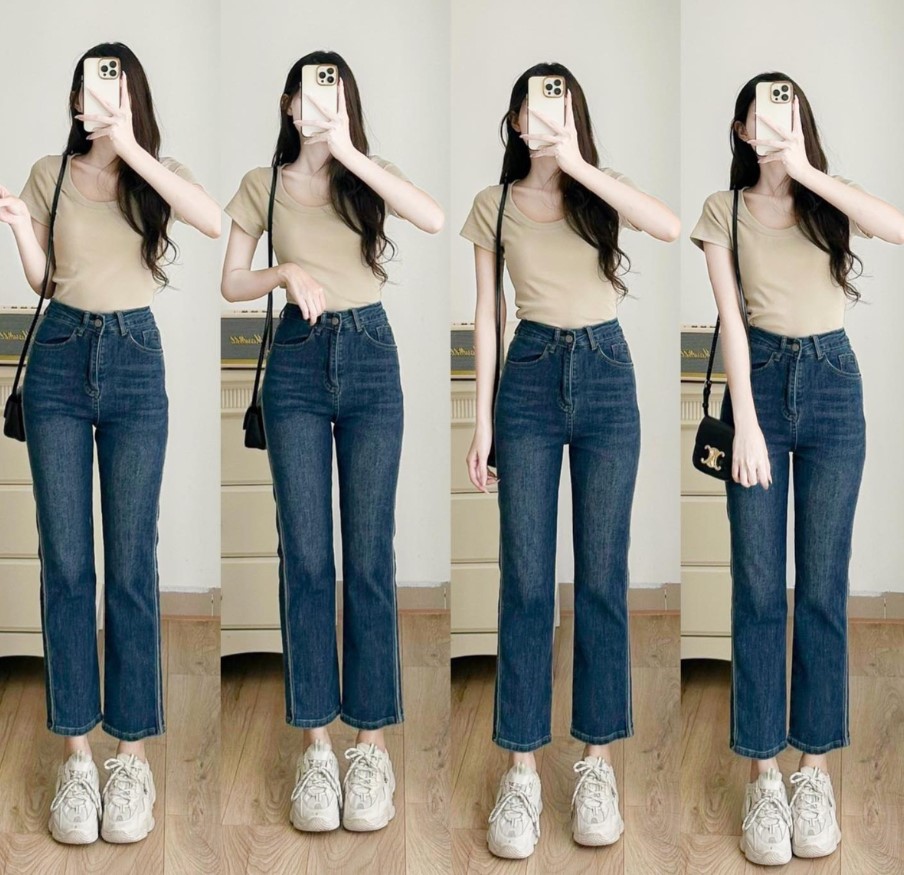 Quần jean ống suông nữ mặc với áo gì đẹp