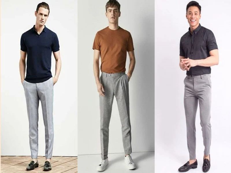 Phối đồ công sở nữ với quần ghi xám