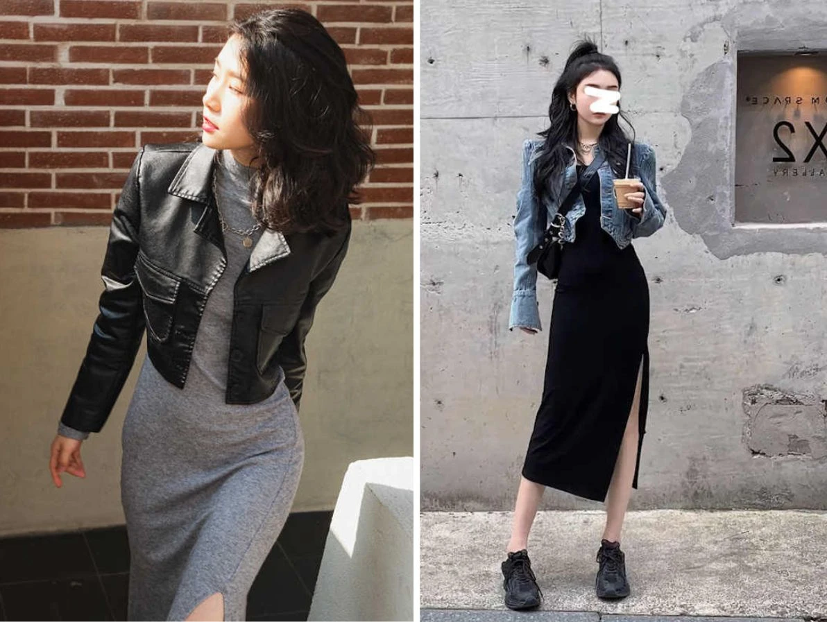 15+ Cách Phối Đồ Với Váy Len Body Dài Sành Điệu 2 phối đồ với váy len body dài và blazer