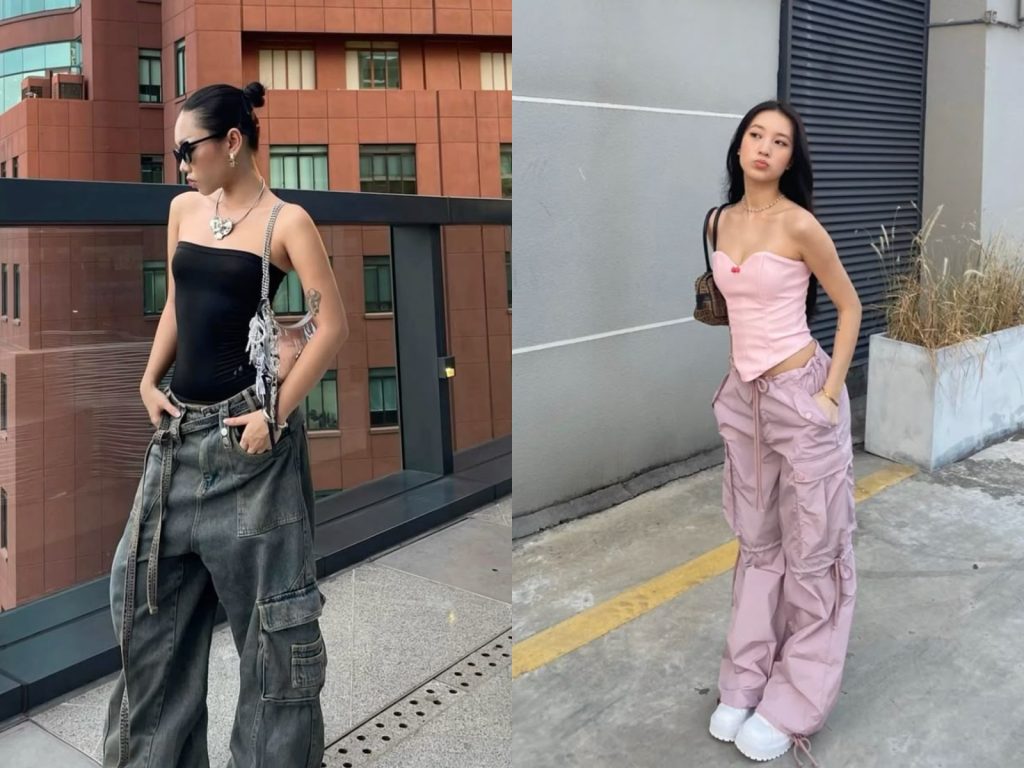 phong cách streetwear với quần túi hộp nữ