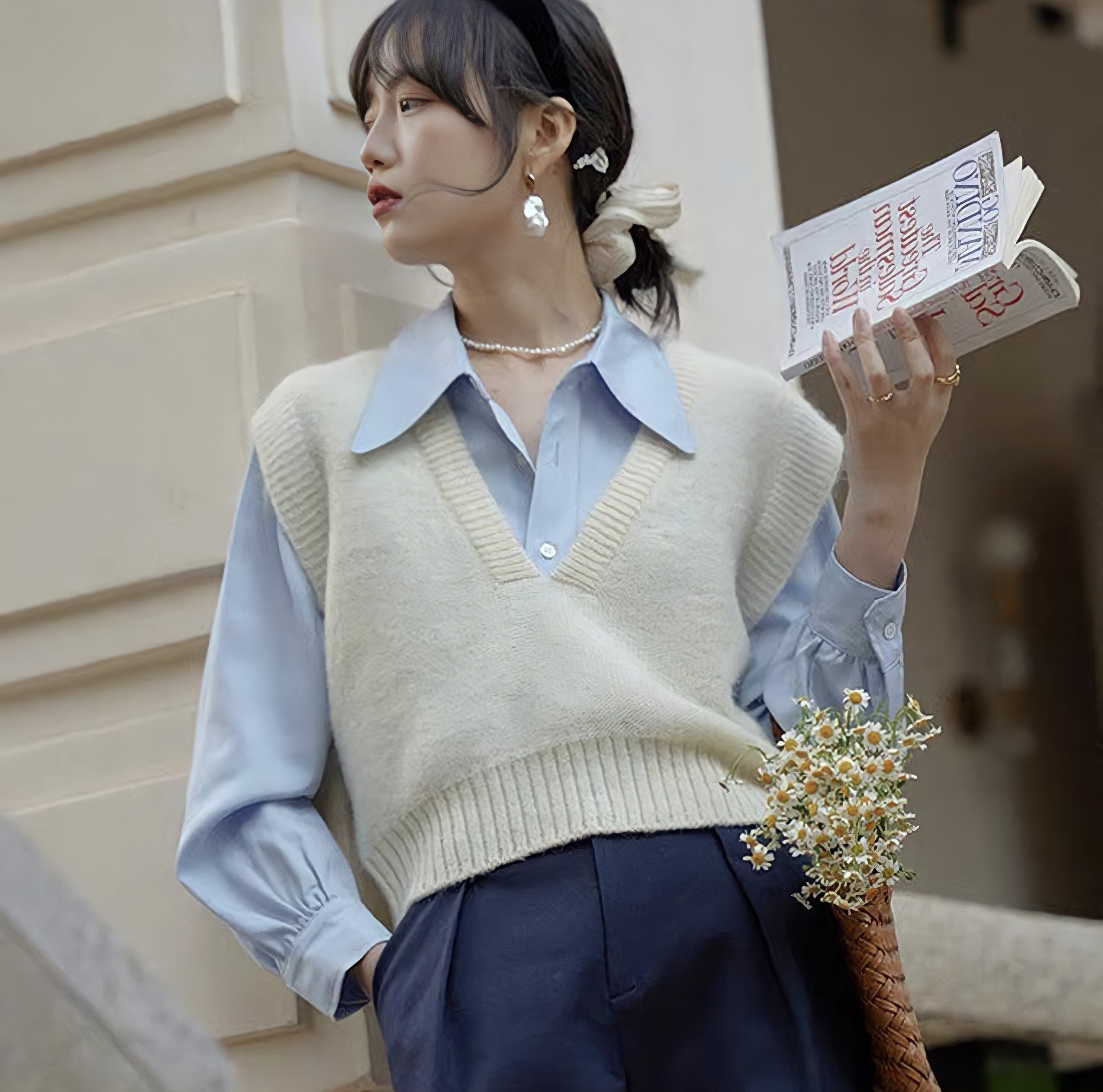 15+ Cách Phối Áo Sơ Mi Gile Nữ Thanh Lịch Và Sành Điệu 2 Áo sơ mi phối gile nữ công sở