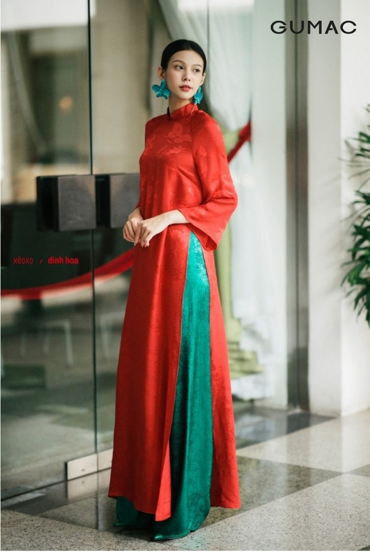 Áo dài đỏ đô phối quần màu gì