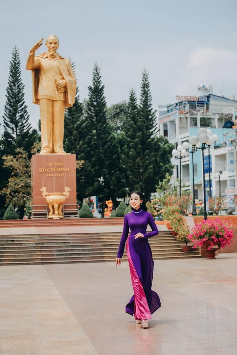 áo dài tím pastel phối quần màu gì