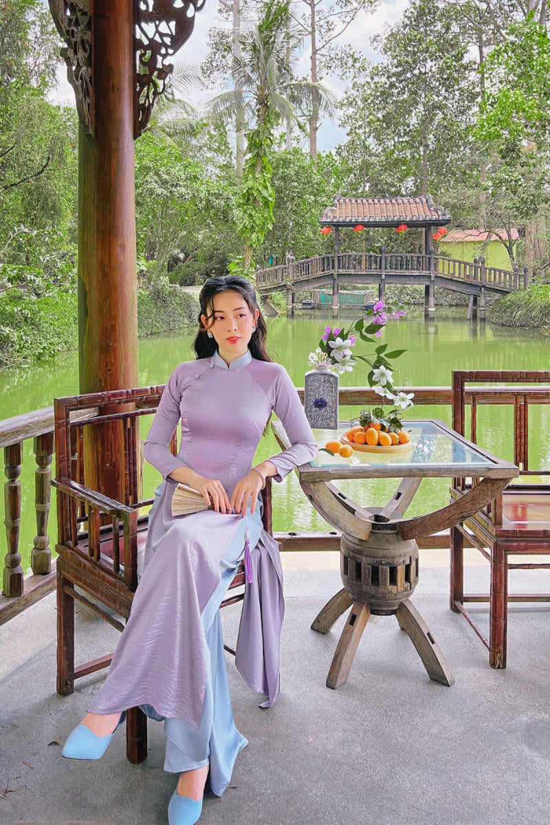 áo dài tím phối quần màu gì