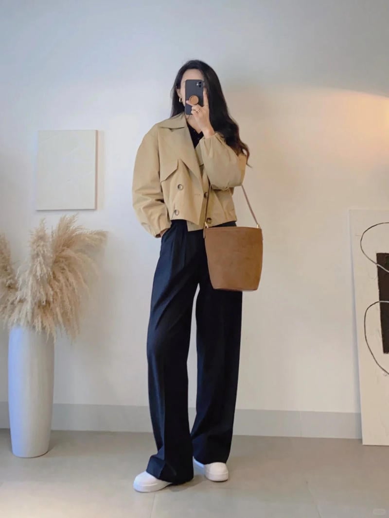 Mix đồ với trench coat ngắn