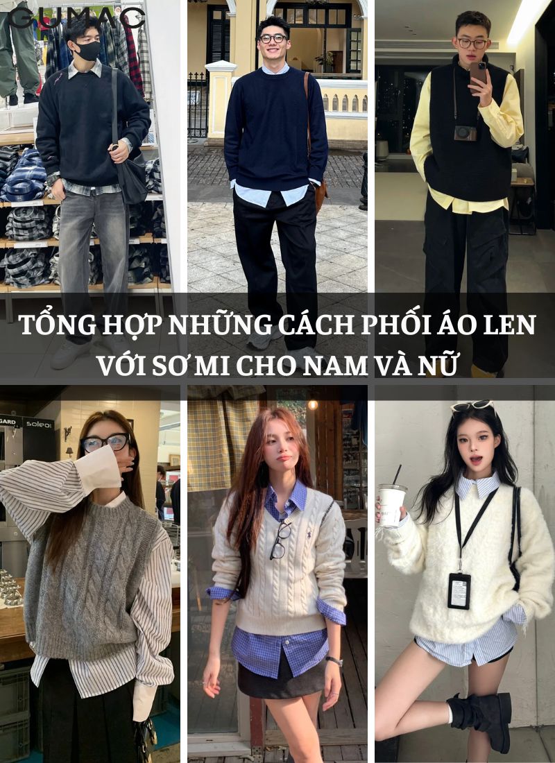 Cách phối đồ với áo len và áo sơ mi