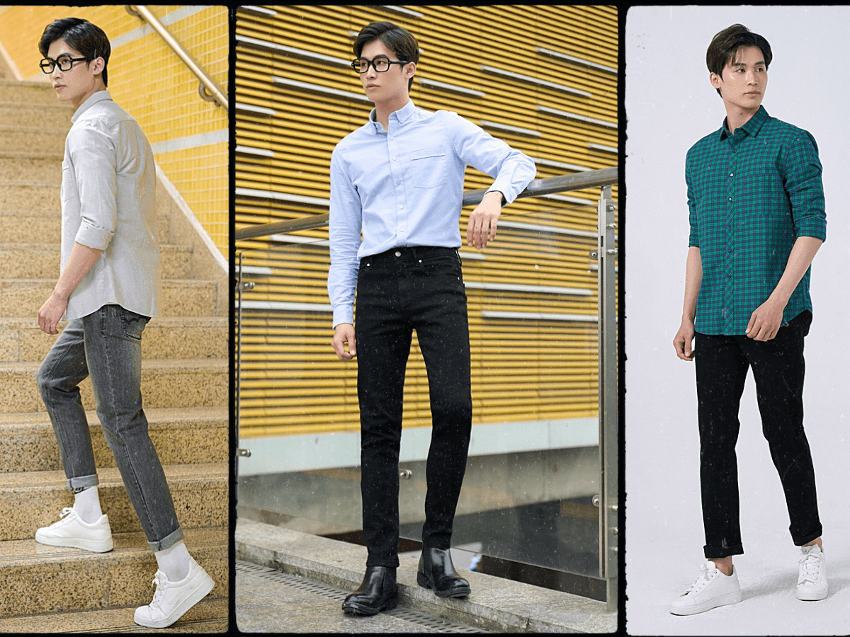 Phối đồ quần jean giày sneaker cho nam