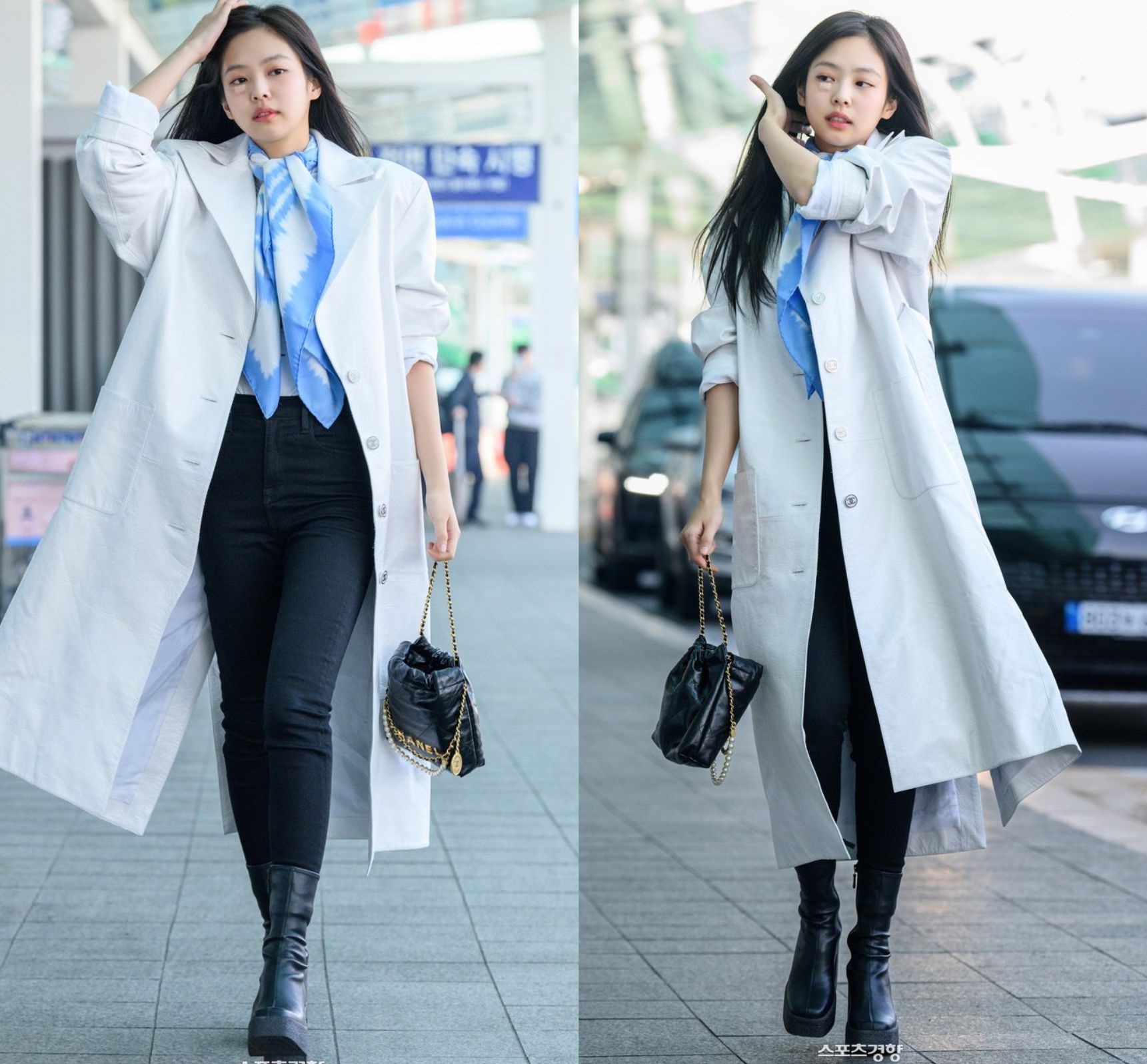 phối đồ với áo măng tô dài mùa đông