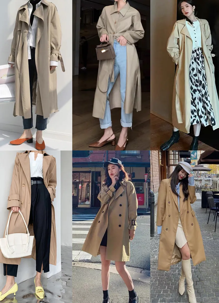phối đồ áo măng tô với quần jean