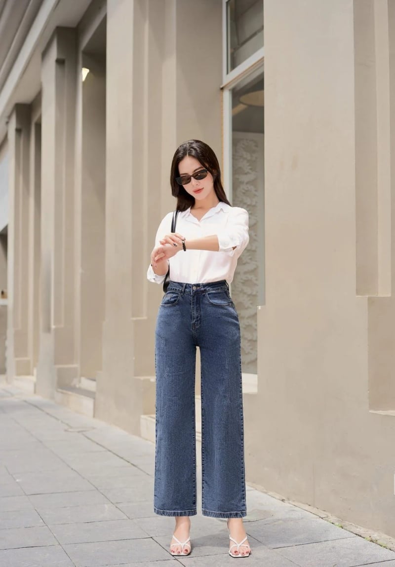 15+ Cách Phối Đồ Với Quần Ống Suông Nữ Hack Dáng Đỉnh Cao 2 Phối đồ với quần jean ống suông nữ
