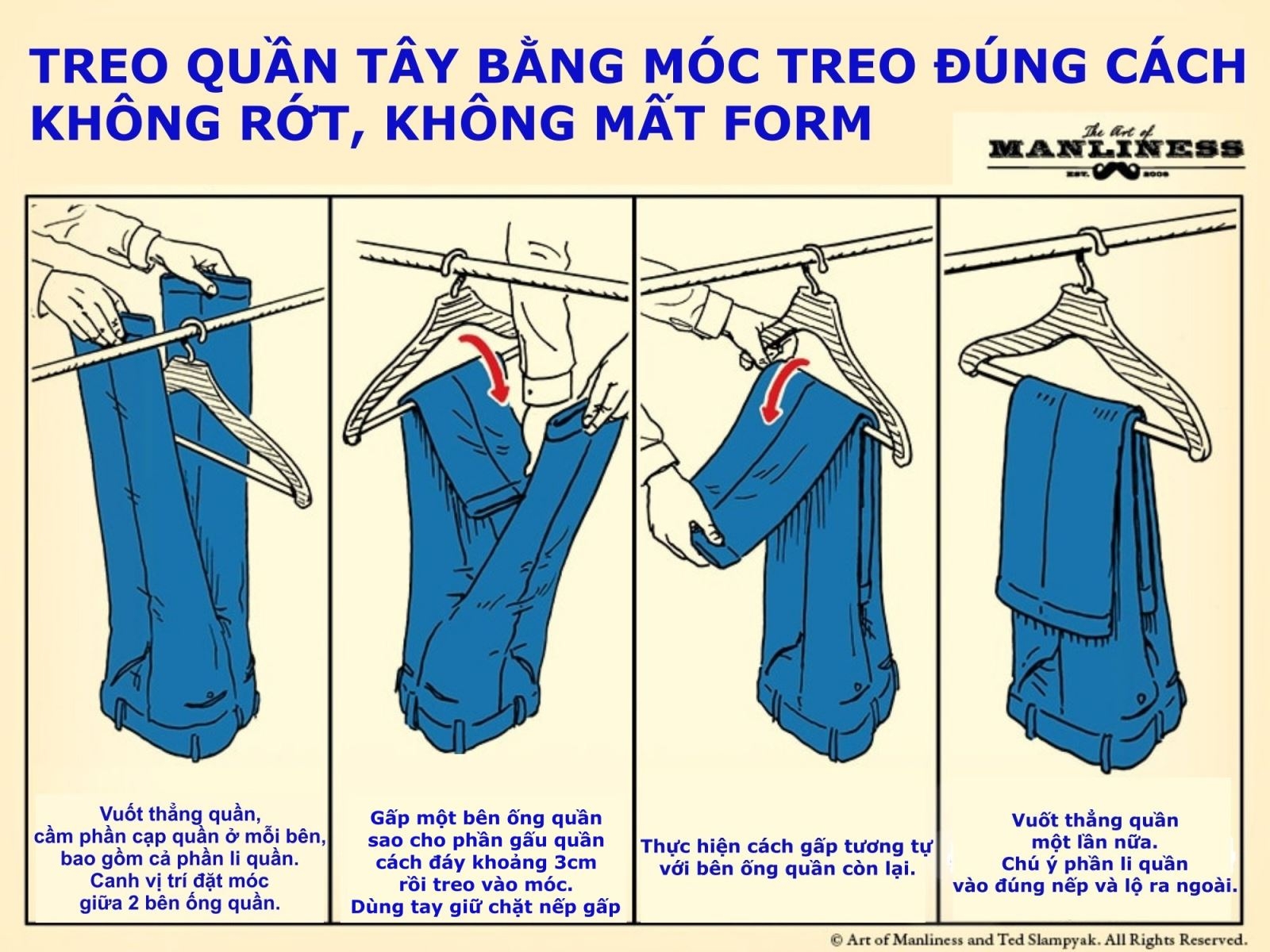 Cách gấp quần tây không mất ly