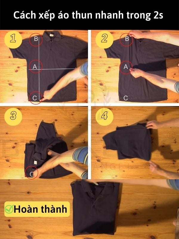 cách gấp áo thun không nhăn