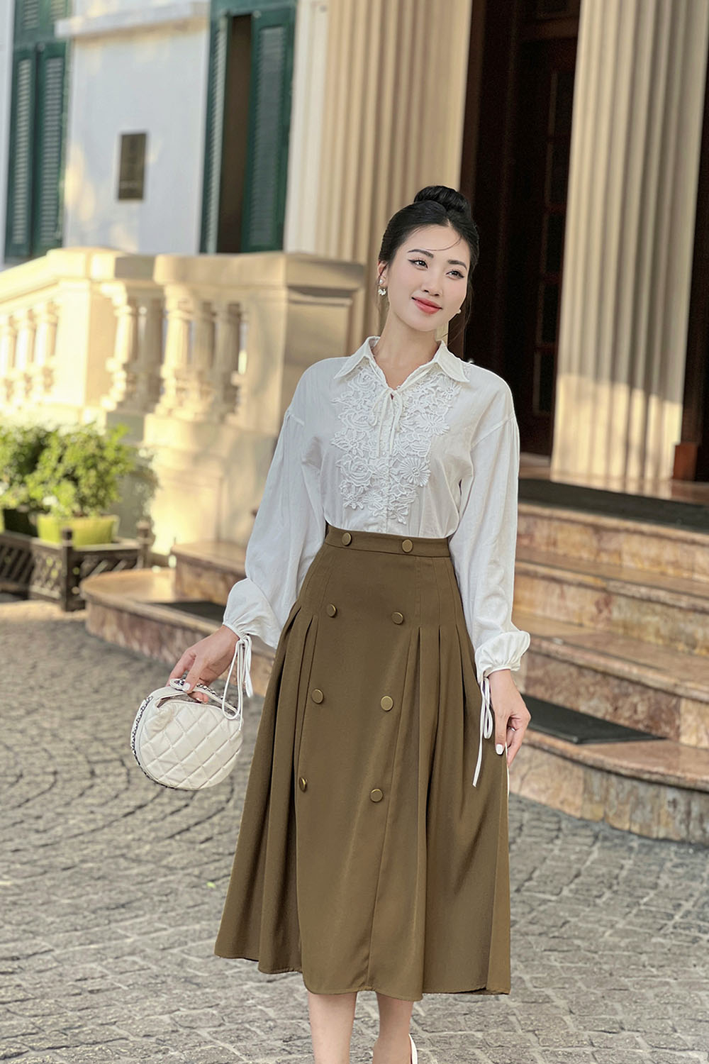Mẫu chân váy dài chữ a công sở