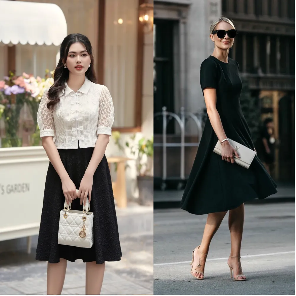 15+ Cách Phối Phụ Kiện Với Đầm Đen Sang Trọng Tinh Tế 5 mặc đầm đen đi giày gì