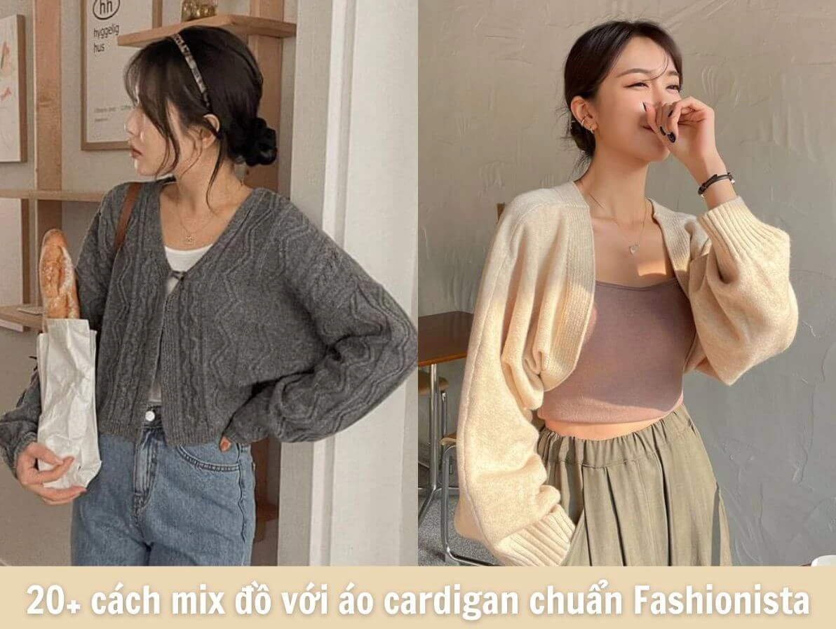Phối đồ với áo cardigan nữ và chân váy