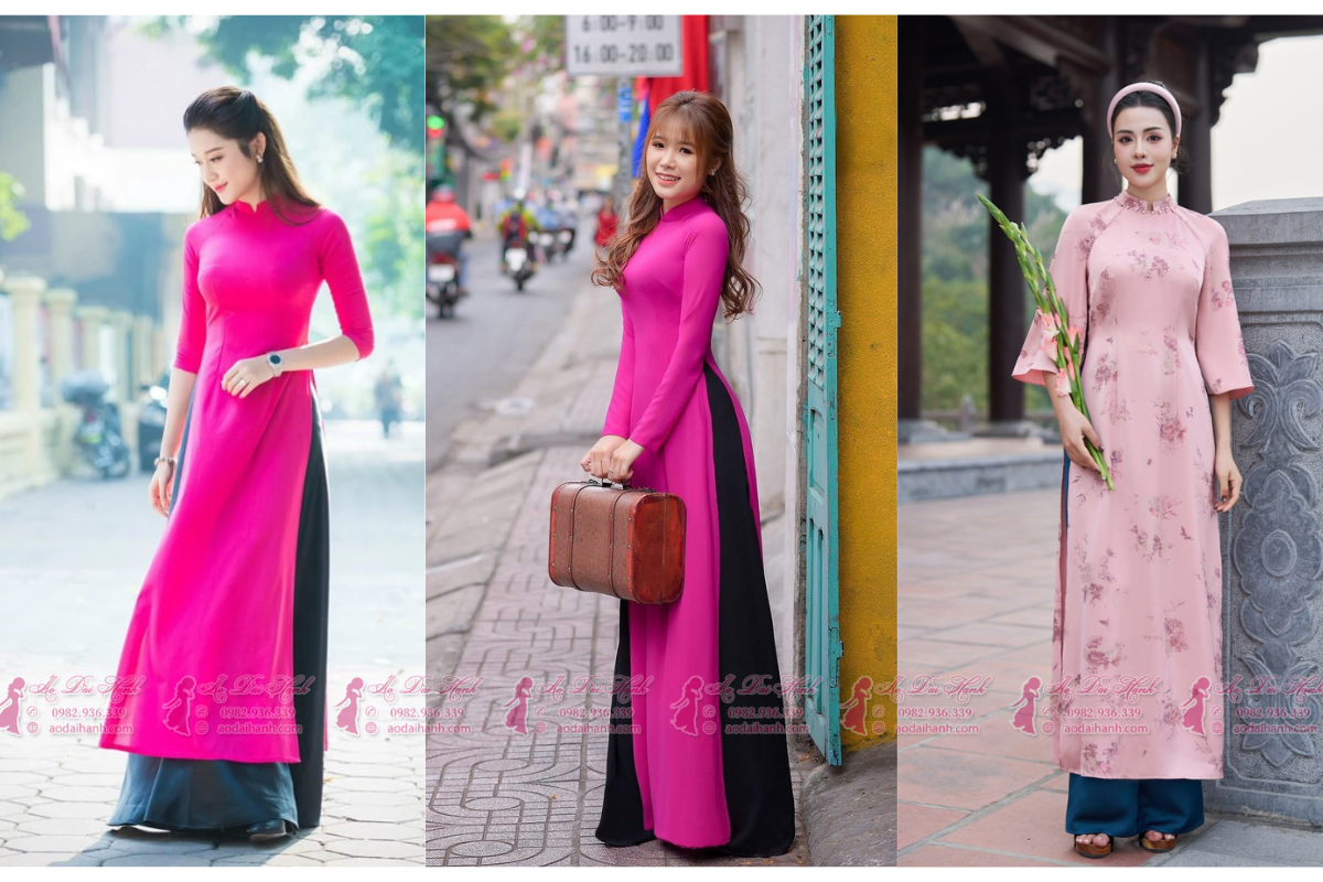 Áo dài hồng mặc quần màu gì? 9+ gợi ý phối màu cực chuẩn 4 Áo dài hồng phấn mặc với quần màu gì
