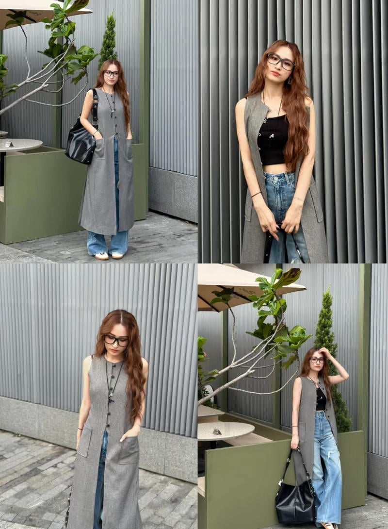 Phối đồ với áo gile nữ và chân váy