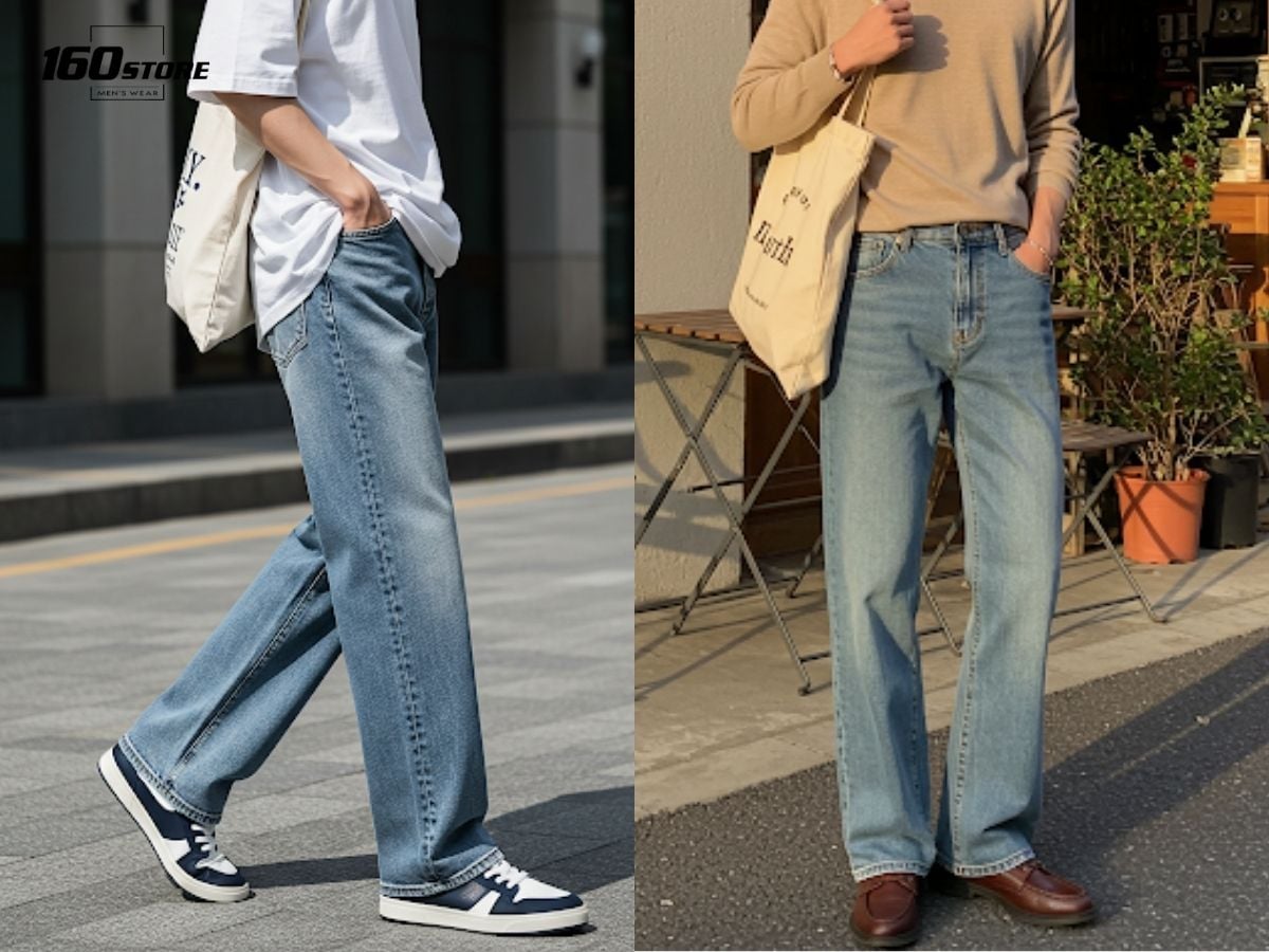 Quần ống rộng đi giày sneaker