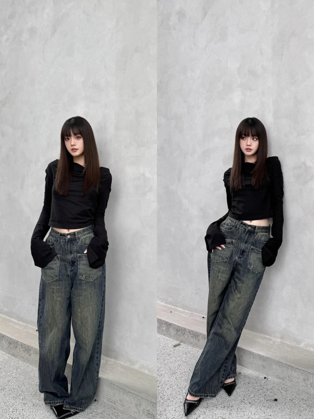 Quần jean ống rộng phối boots cá tính