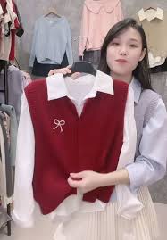 15+ Cách Phối Áo Sơ Mi Gile Nữ Thanh Lịch Và Sành Điệu 3 Áo sơ mi phối gile nữ style Hàn Quốc