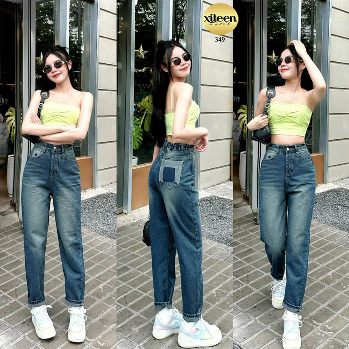 Mẫu quần baggy jean nữ cạp cao hack dáng