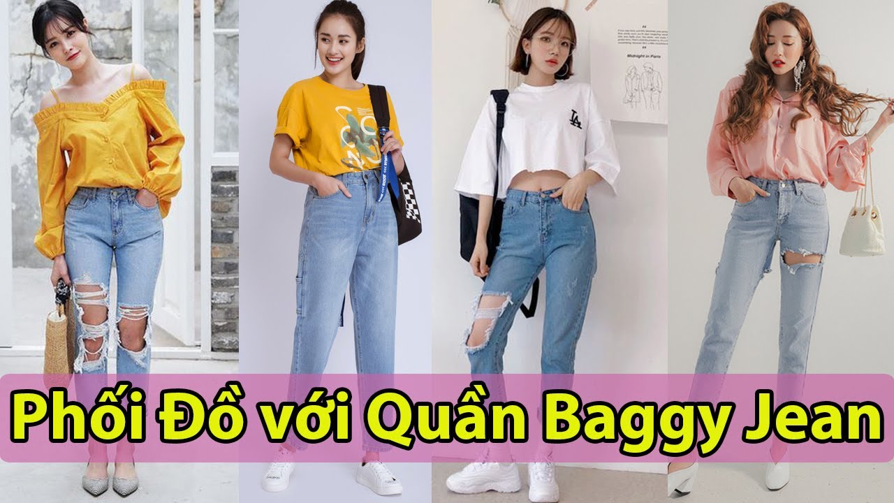 Phối đồ với quần baggy jeans nữ cá tính