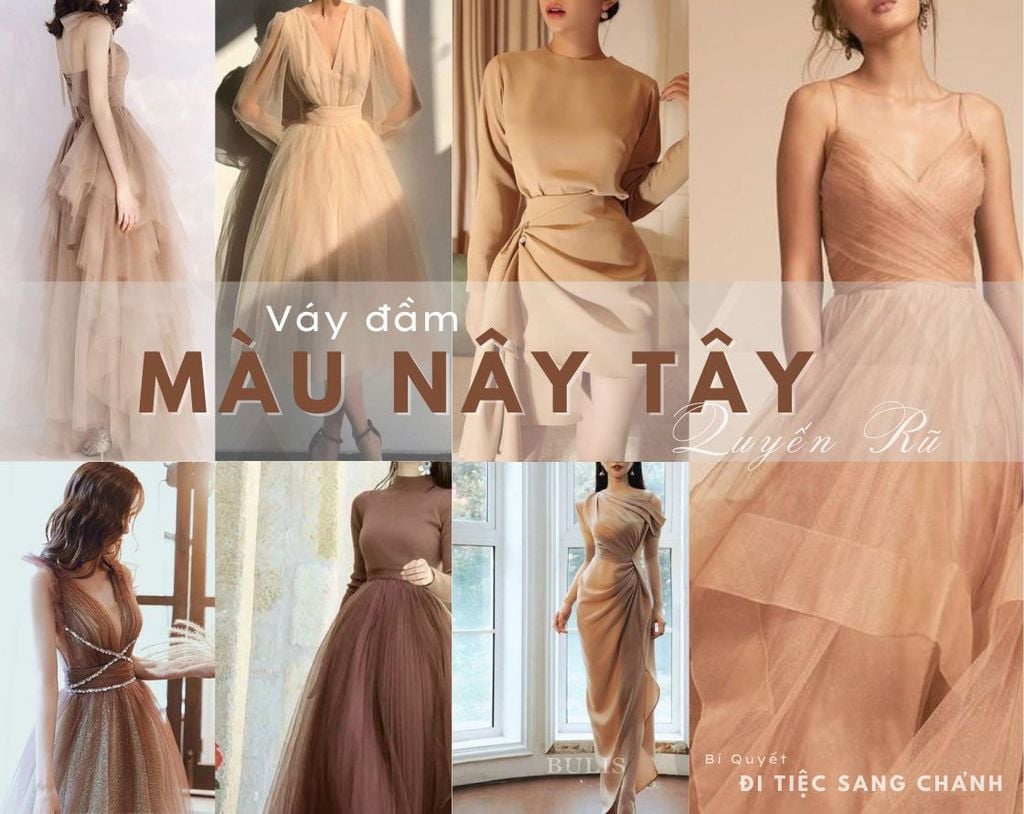 Cách phối đồ dự tiệc sang trọng với đầm lệch vai.