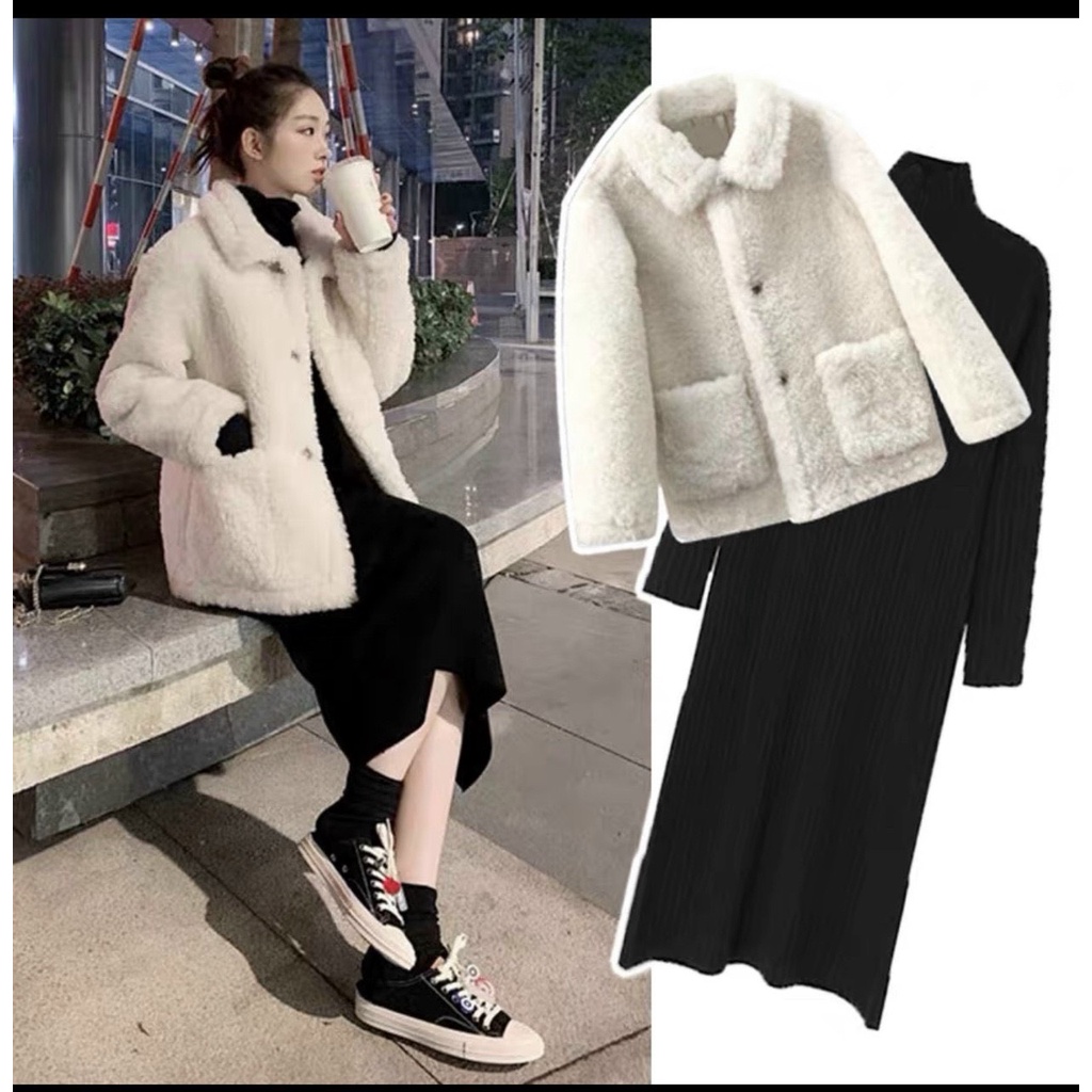 Mix đồ với váy len body công sở