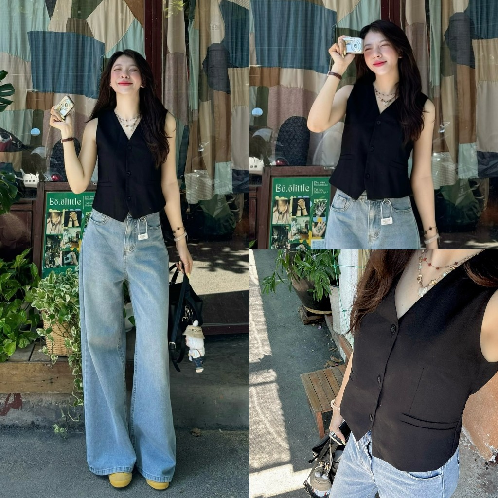 phối áo gile vest với quần jean nam