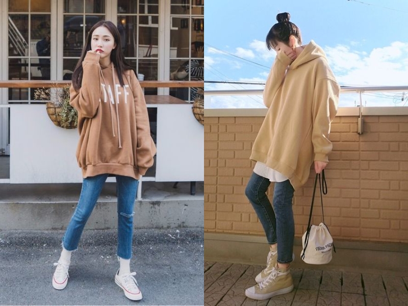 20+ Cách Phối Đồ Với Áo Hoodie Nữ Sành Điệu & Hack Dáng 1 Phối đồ với áo hoodie nữ và quần jeans