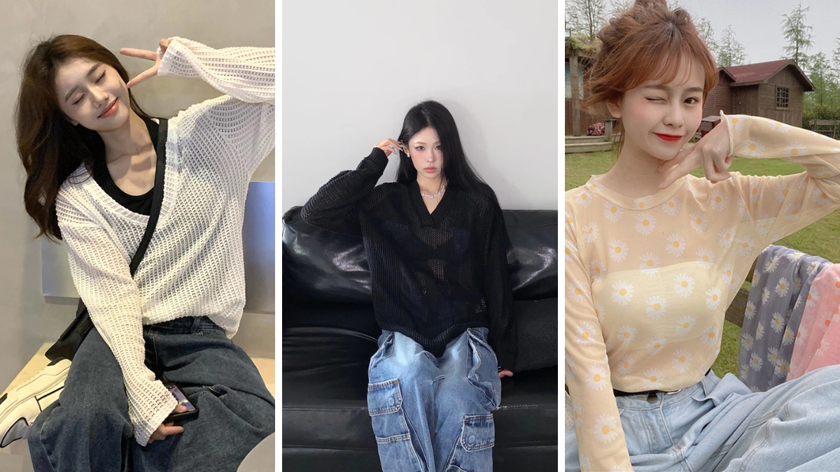 Phối đồ với áo lưới và quần jean