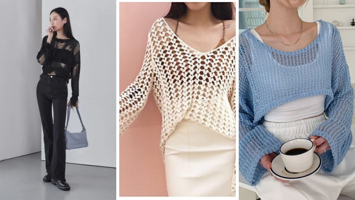 Áo lưới mặc với chân váy gì