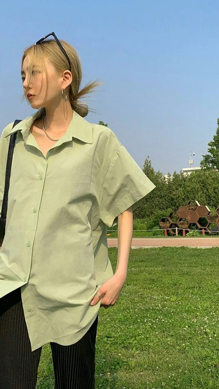Mix đồ với sơ mi tay ngắn nữ điệu đà