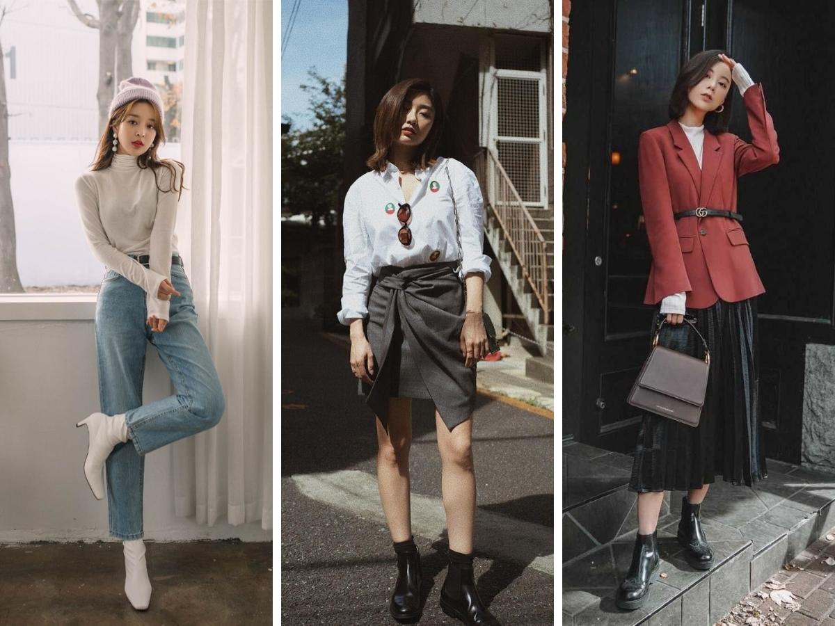 Phối đồ với boot cổ ngắn và chân váy