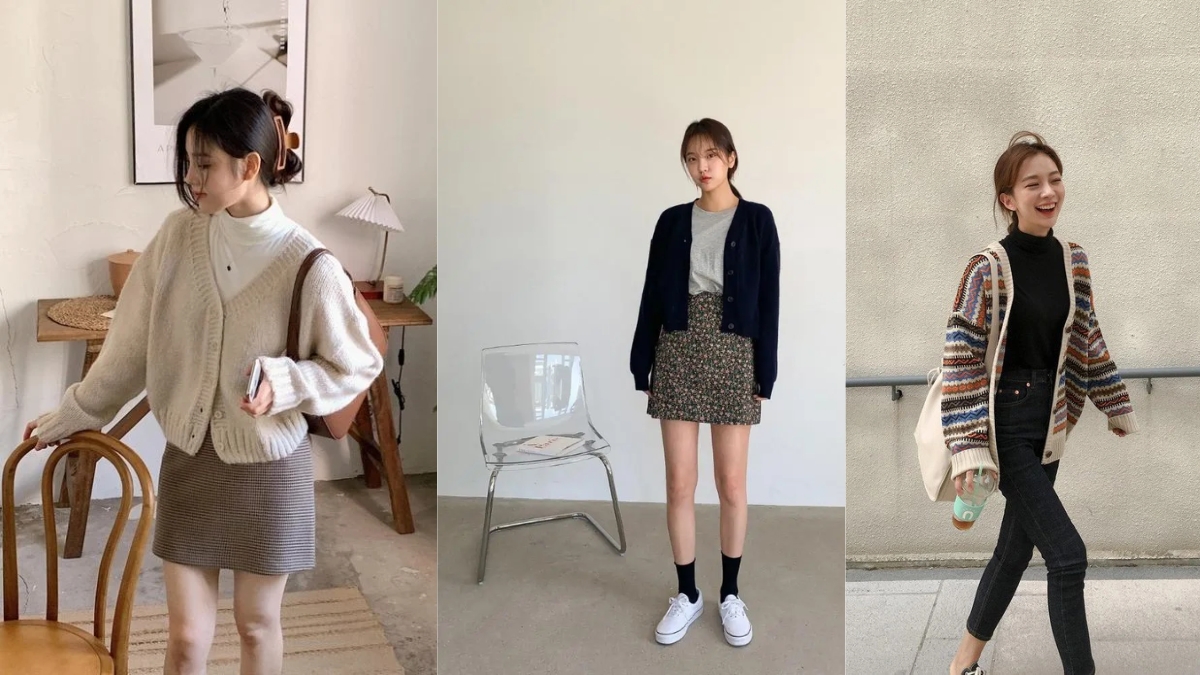 Phối đồ với áo cardigan nữ dáng ngắn