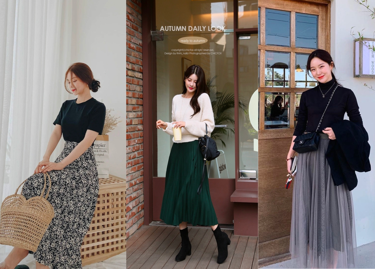 Phối đồ với chân váy dài đi tiệc