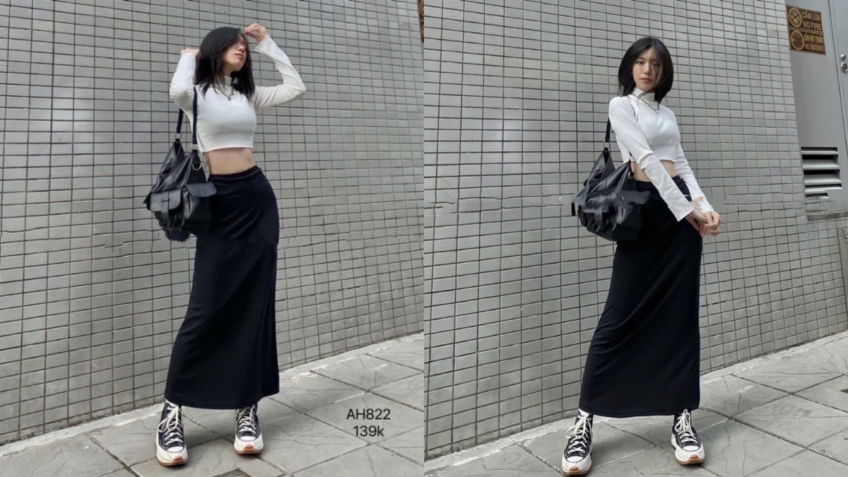Chân váy lụa satin mặc với áo gì cho thanh lịch