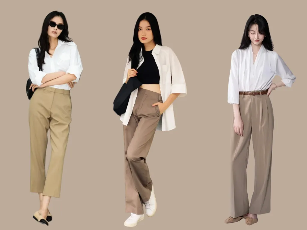 Phối đồ với quần kaki nữ công sở