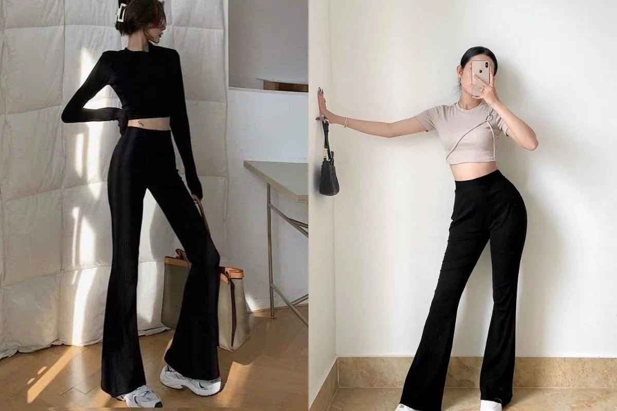 cách phối đồ với quần ống loe cho người lùn