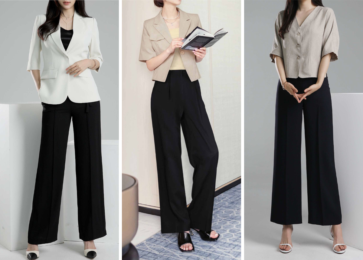 Giày boots phối quần ống rộng