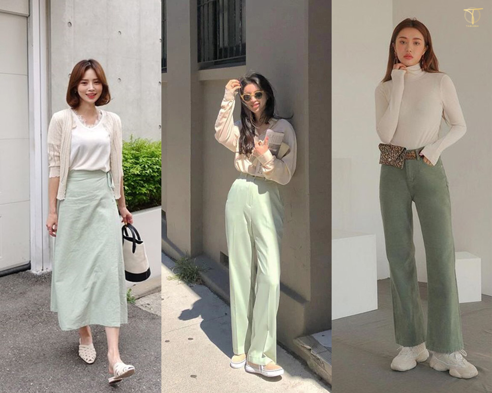quần xanh mint phối áo màu gì