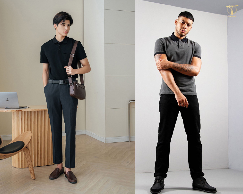 cách phối đồ với quần âu đen